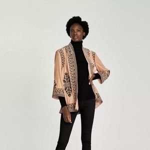 Zara velvet embroidered kimono